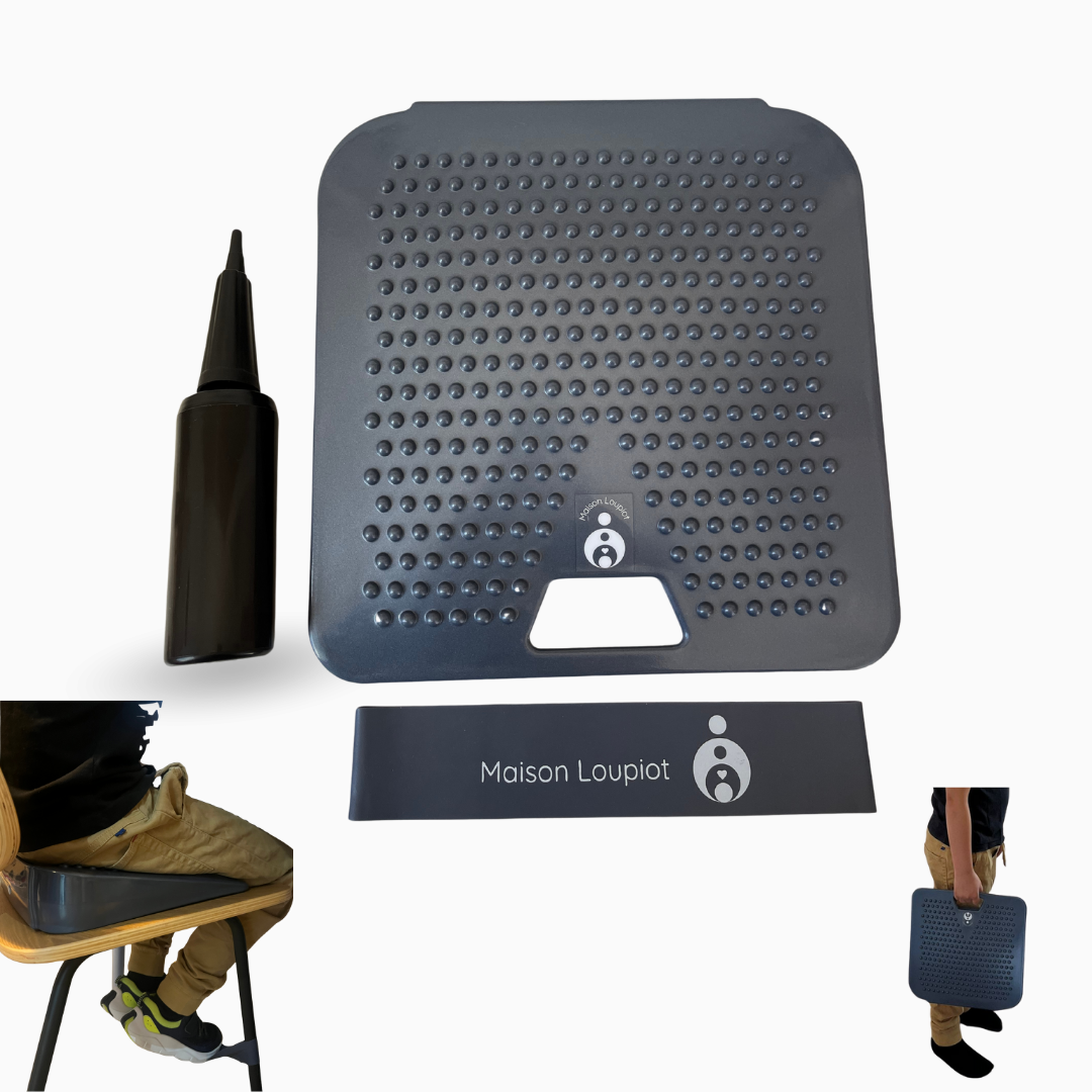 Mon kit équilibre – Coussin gonflable + élastique de chaise pour canaliser l’agitation