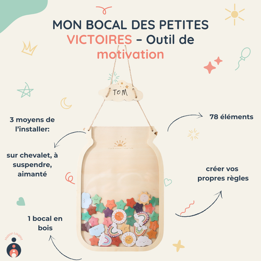 Mon bocal des petites victoires – Outil de motivation positive en bois | Sélection Maison Loupiot