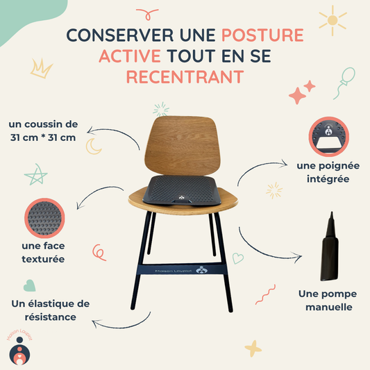 Mon kit équilibre – Coussin gonflable + élastique de chaise pour canaliser l’agitation
